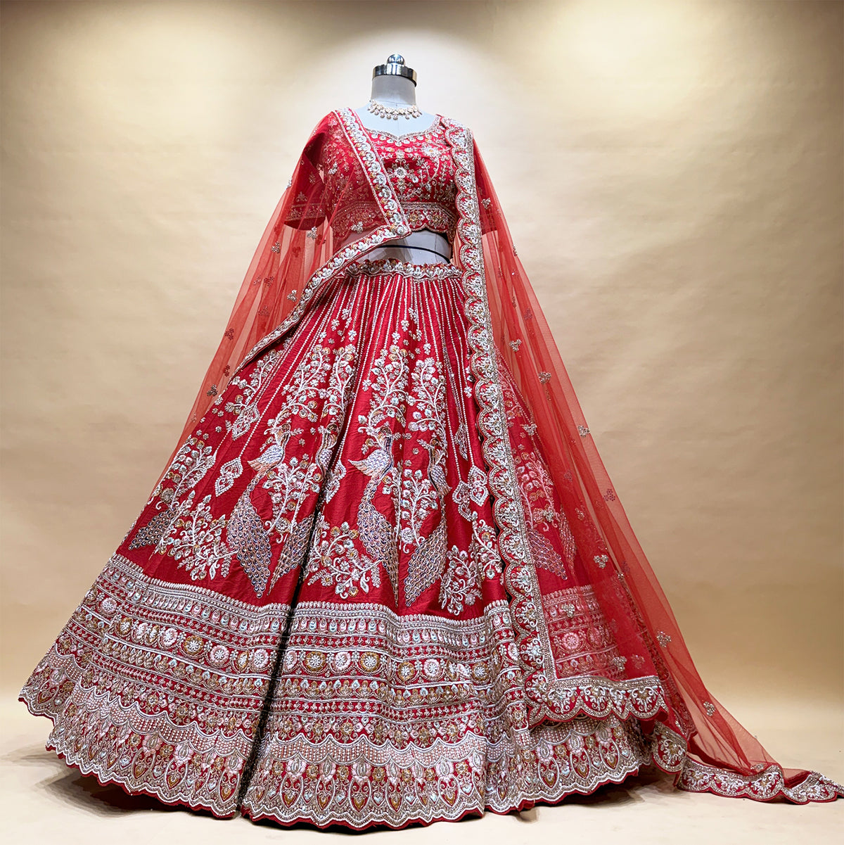 The Udaipur Royal Heirloom: Red Heritage Lehenga Ensemble I – Red – view 1