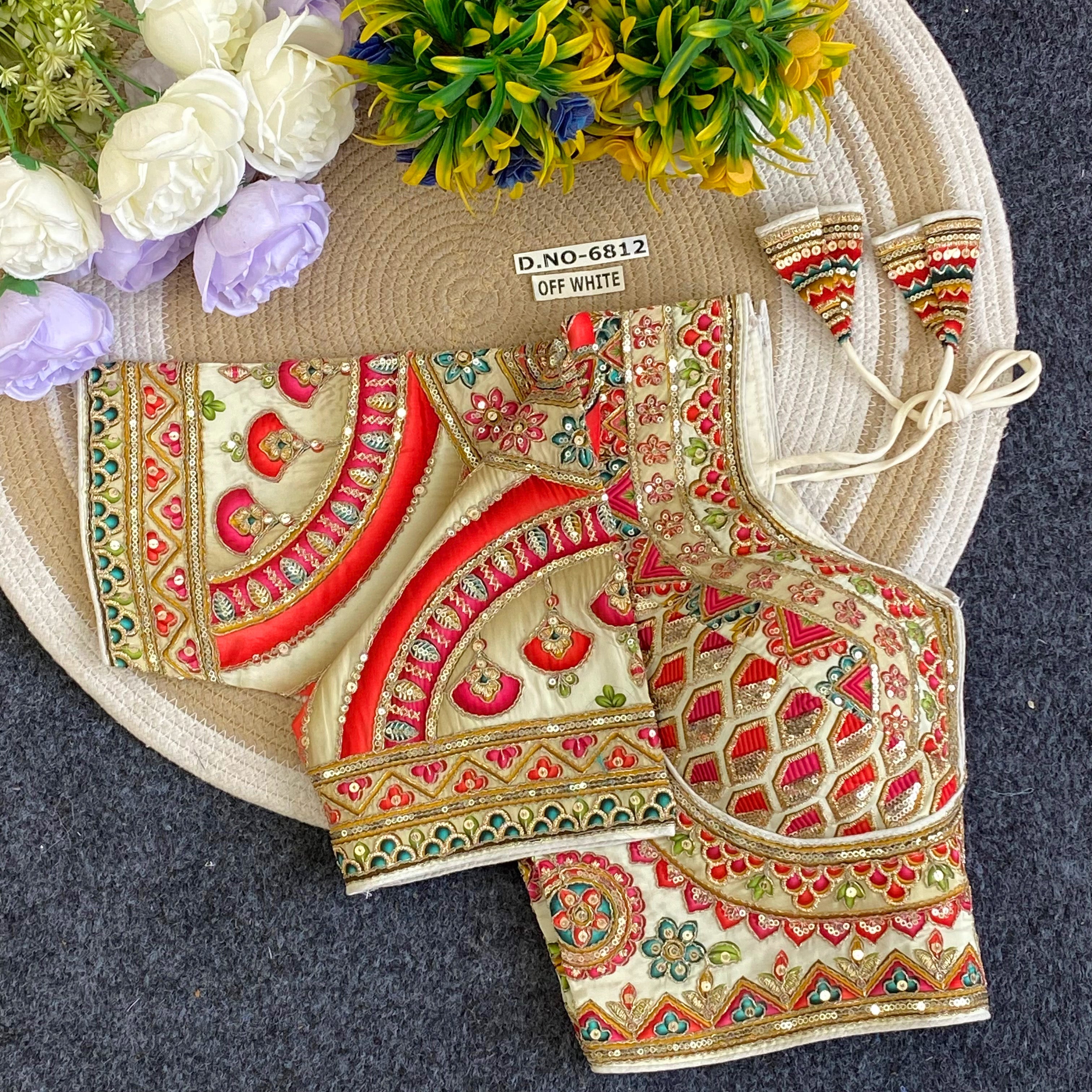 Navratri Sabyasachi Viscose Crepe Blouse - Des- 6812 – Blue – view 3