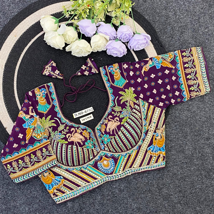 Navratri Crepe Viscose Blouse - Des- 6792