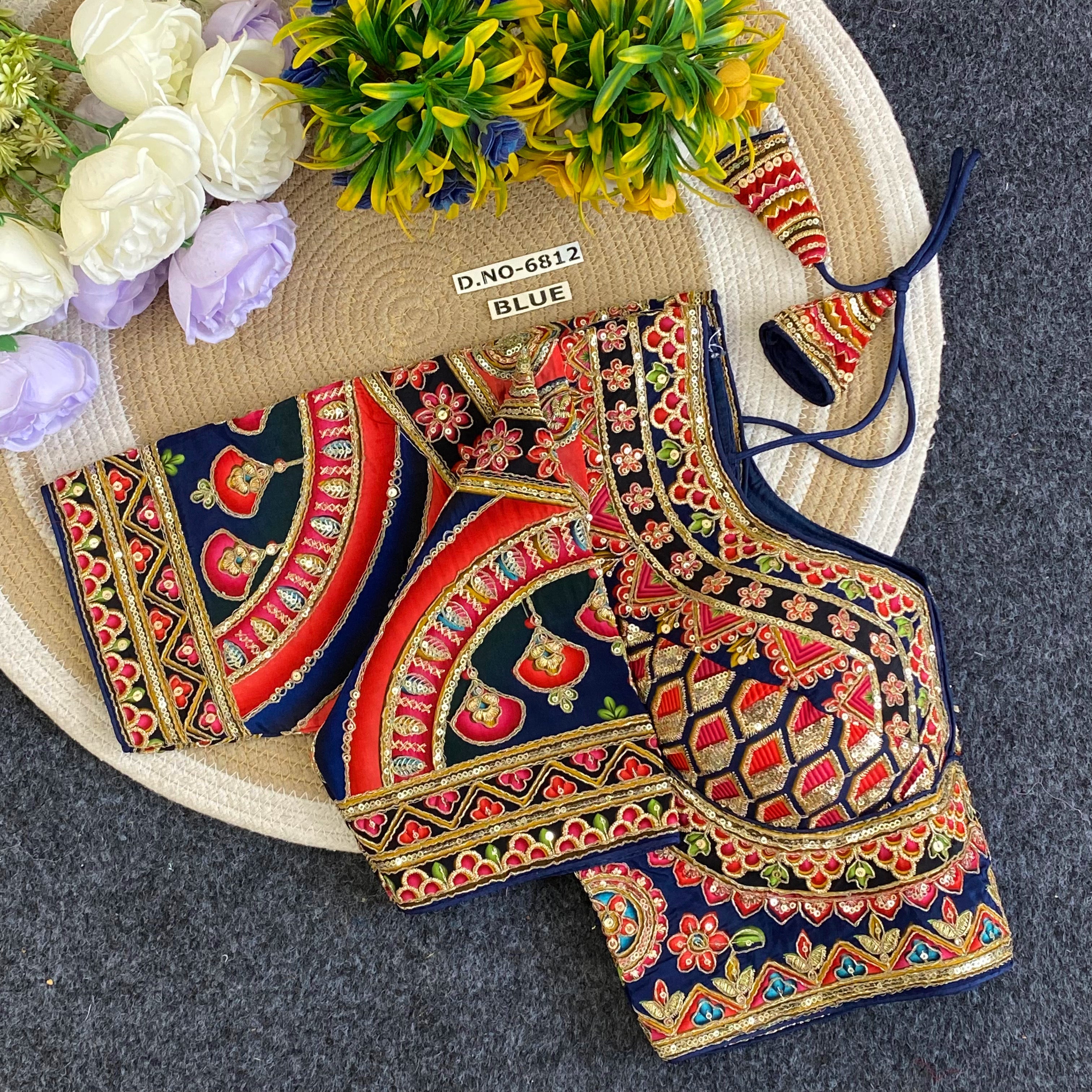 Navratri Sabyasachi Viscose Crepe Blouse - Des- 6812 – Mustard – view 4