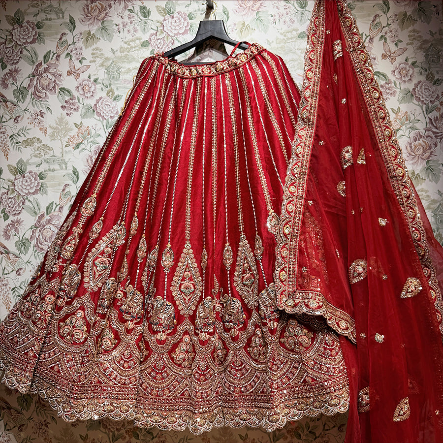 The Indrani Heirloom: Maroon Lehenga Ensemble