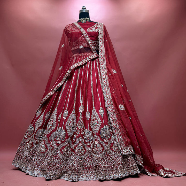 The Indrani Heirloom: Maroon Lehenga Ensemble