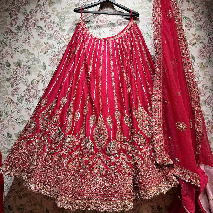 The Indrani Heirloom: Maroon Lehenga Ensemble