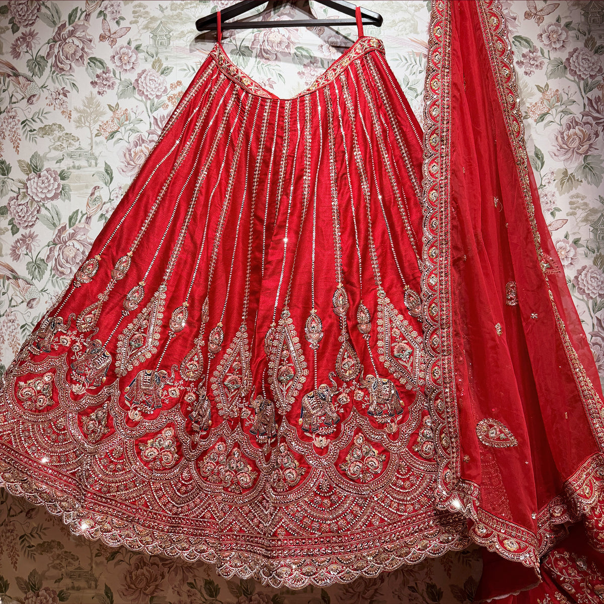 The Indrani Heirloom: Maroon Lehenga Ensemble - Red - view 5