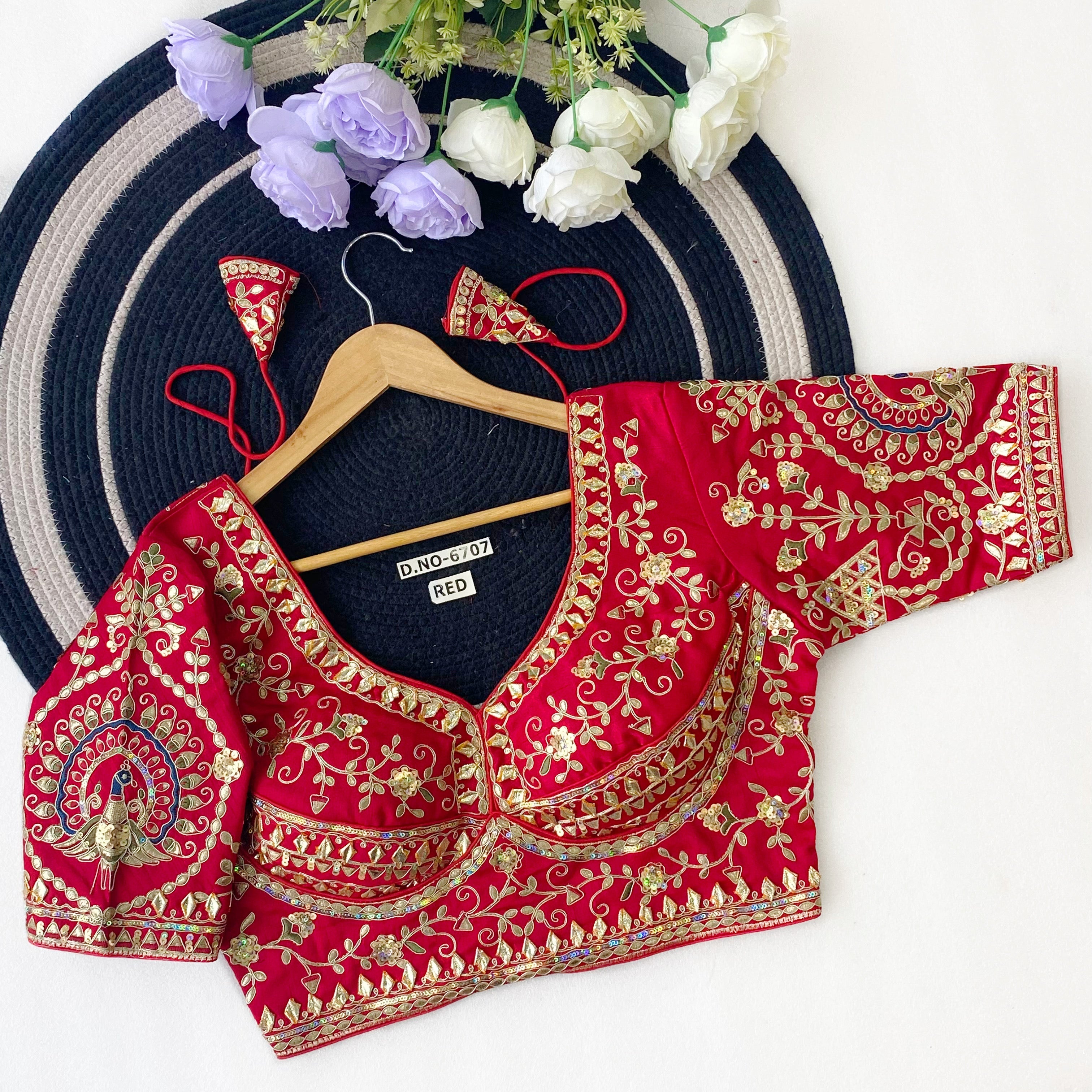 Gota Patti Italian Silk Blouse - Des- 6707 – Chiku – view 5