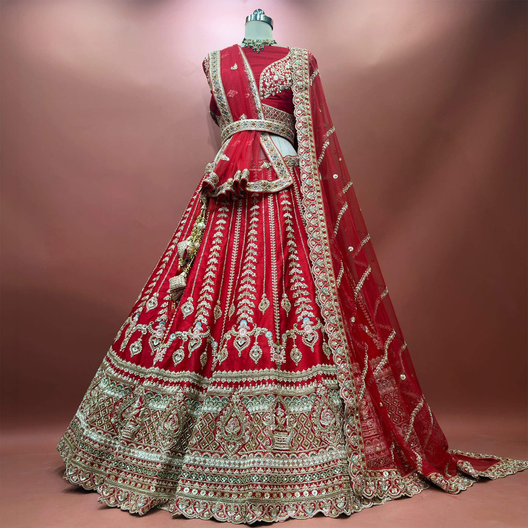 The Utsav Edit: Cherry Heritage Lehenga Ensemble IV – Cherry – view 1