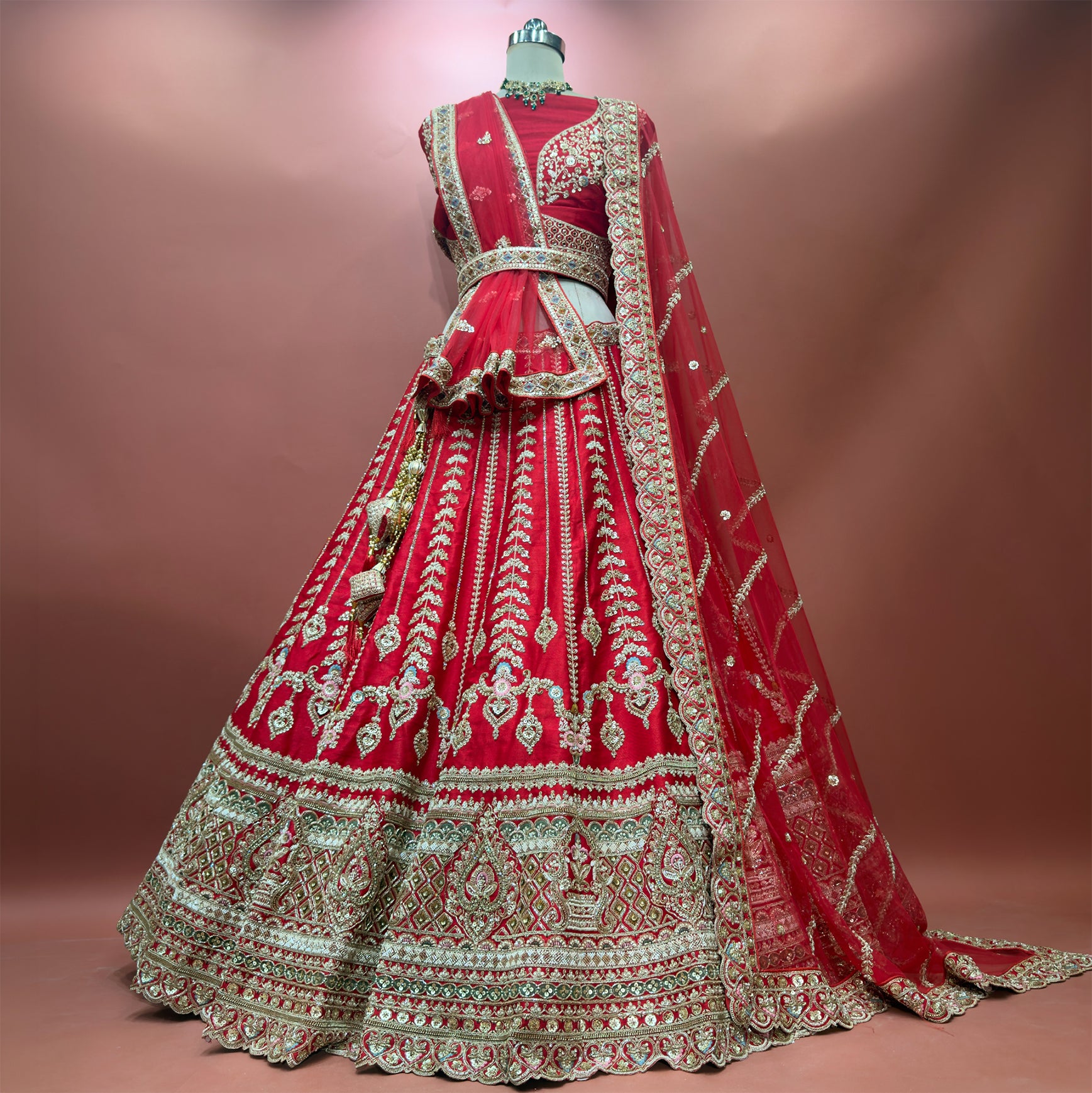 The Utsav Edit: Cherry Heritage Lehenga Ensemble IV – Cherry – view 3