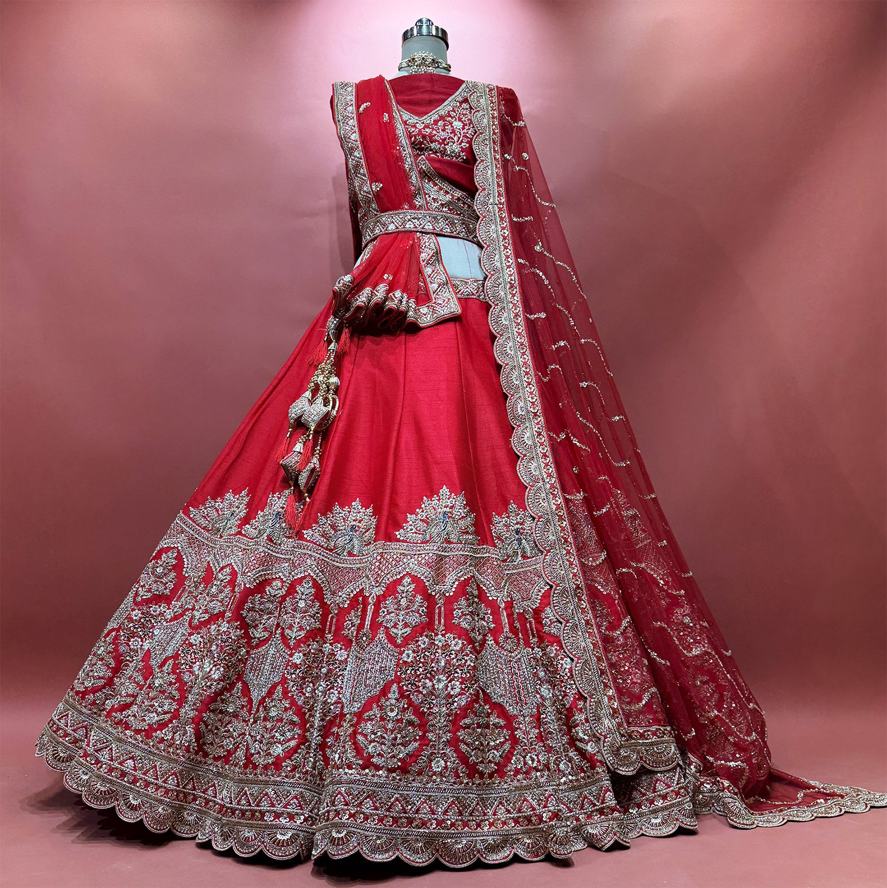 The Mangalam Edit: Pink Heritage Lehenga Ensemble – Pink – view 2