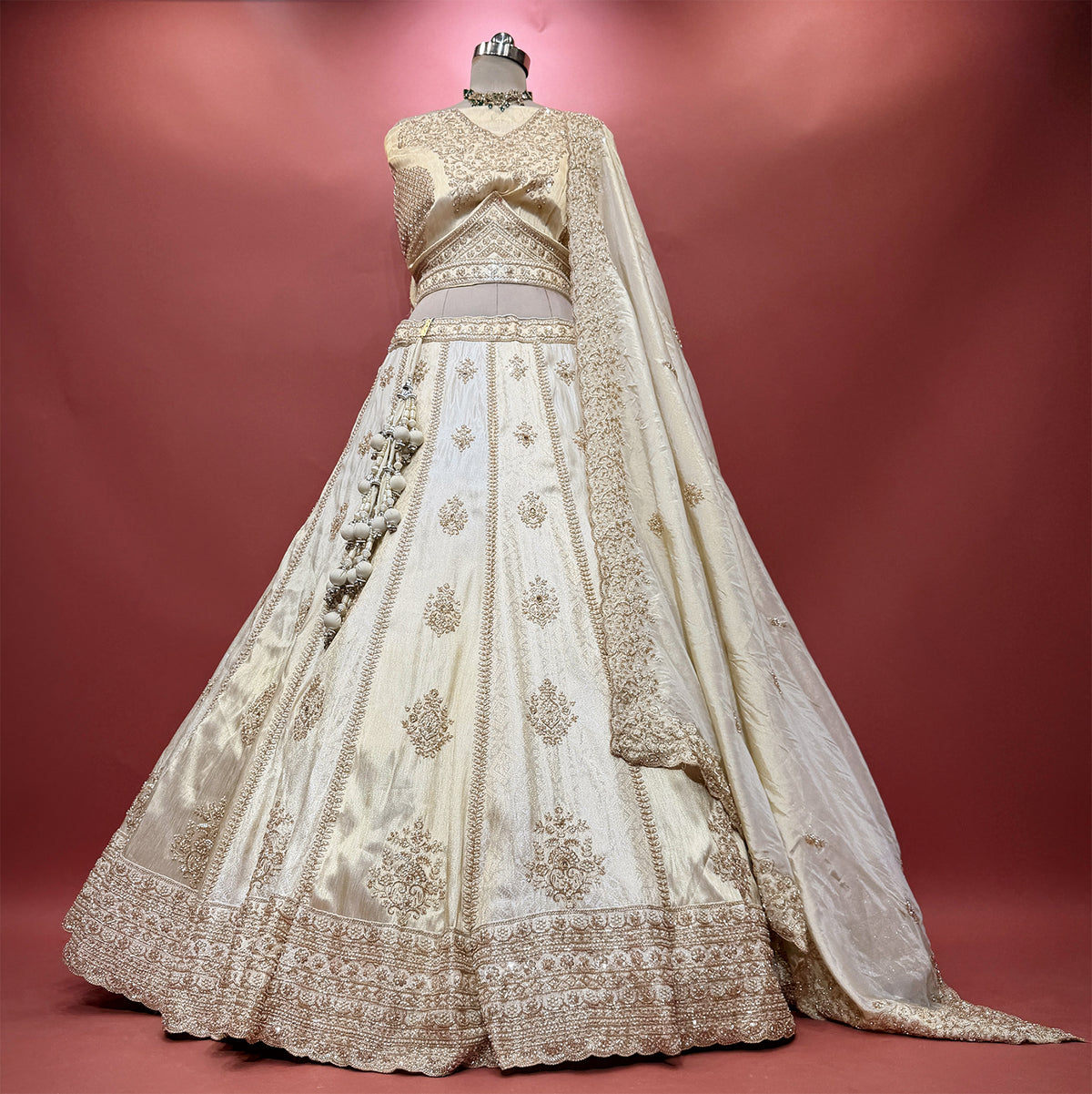 The Kamalini Collection: Baby Pink Lehenga Ensemble III - Ivory - view 3