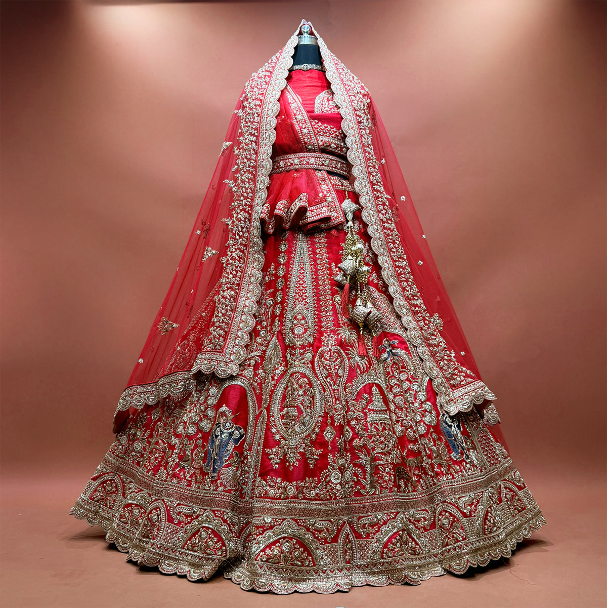 The Chandrika Collection: Pink Lehenga Ensemble - Red - view 2