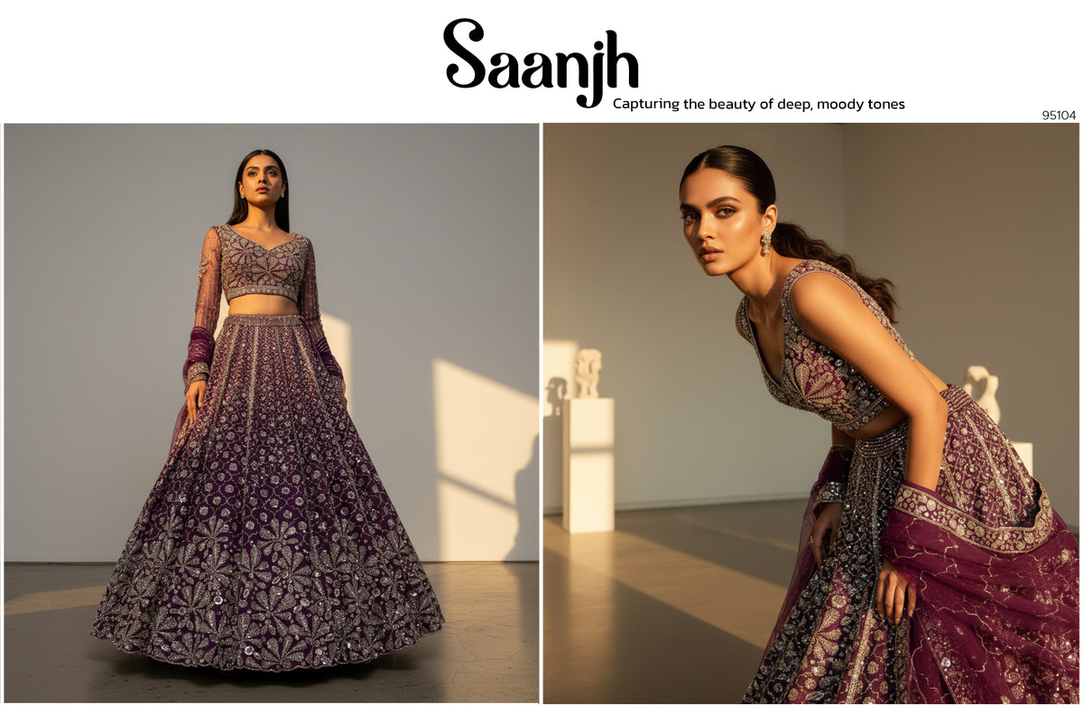 The Banaras Loom Edit: Wine Heritage Lehenga Ensemble I – Wine – view 1