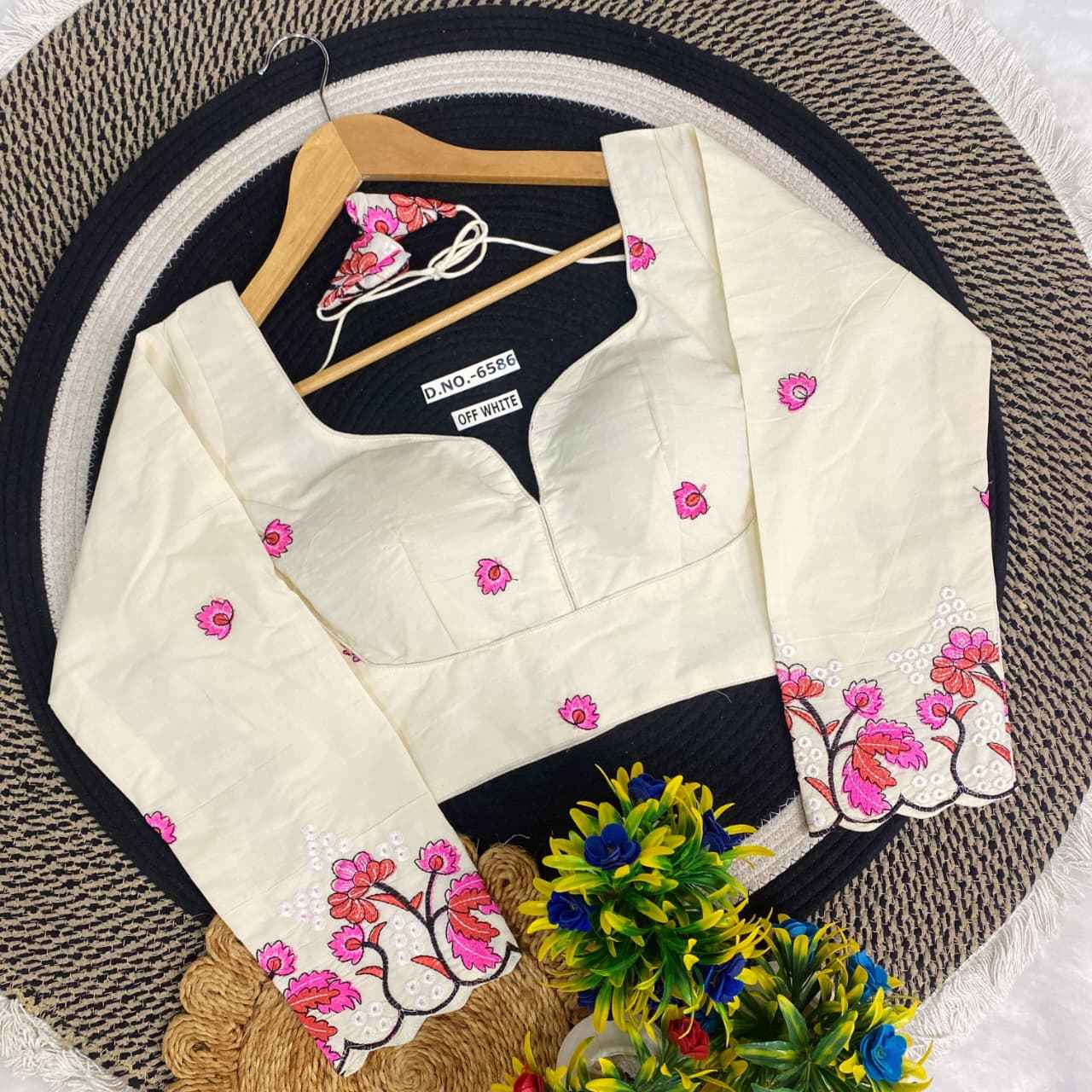 Khadi Embroidered Blouse - Des- 6586 – Yellow – view 5