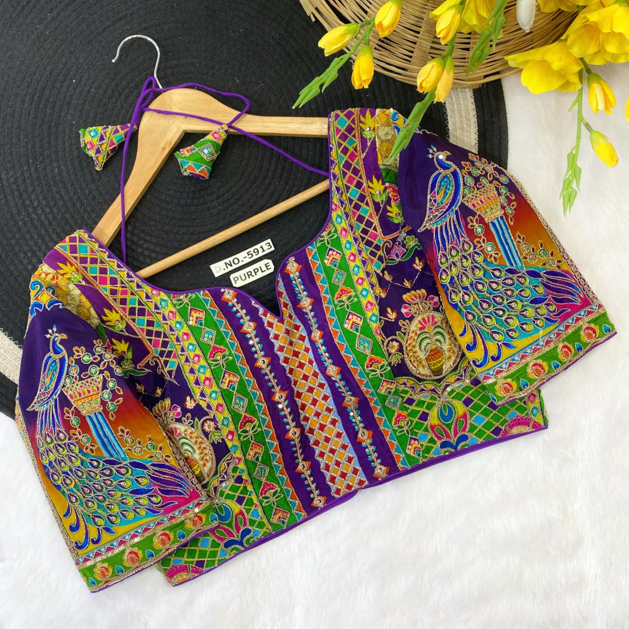 Navratri Viscose Position Print Blouse - Des- 5913 – Purple – view 2