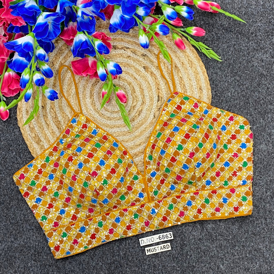 Navratri Spaghetti Viscose Crepe Blouse - Des- 6863