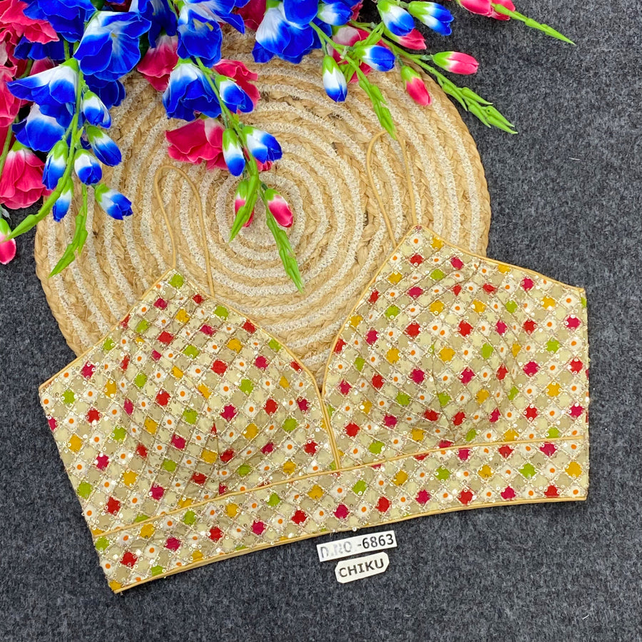 Navratri Spaghetti Viscose Crepe Blouse - Des- 6863