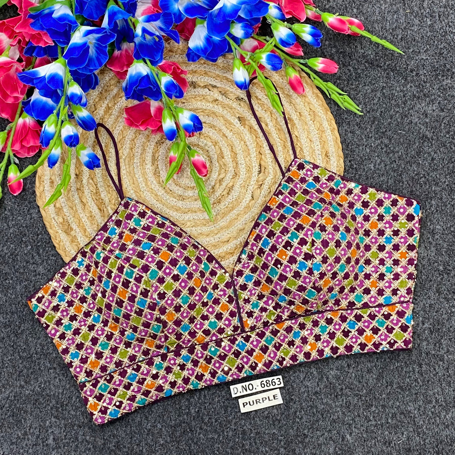 Navratri Spaghetti Viscose Crepe Blouse - Des- 6863