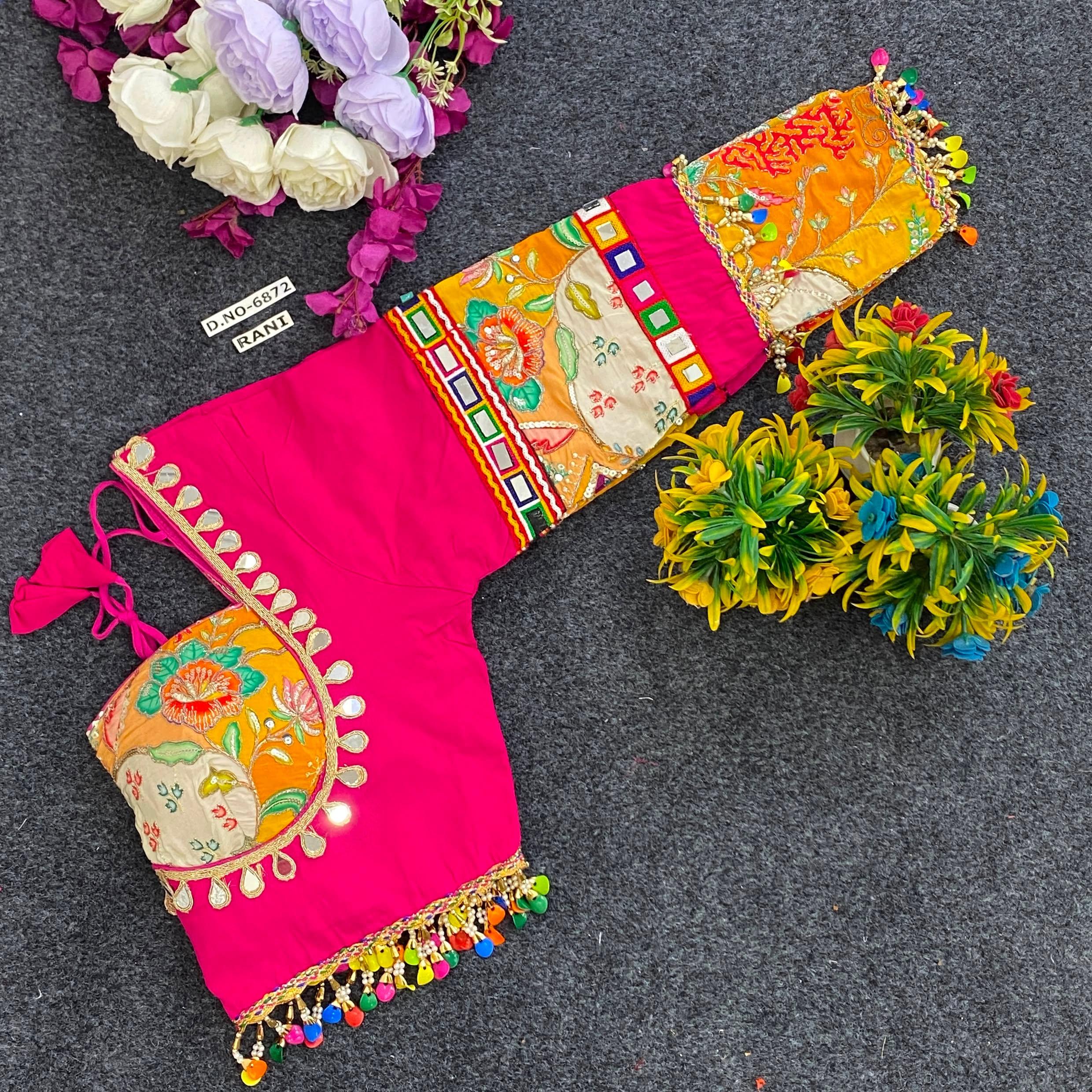 Navratri Masaba Pattern Full Sleeve Blouse - Des- 6872 – Blue – view 5