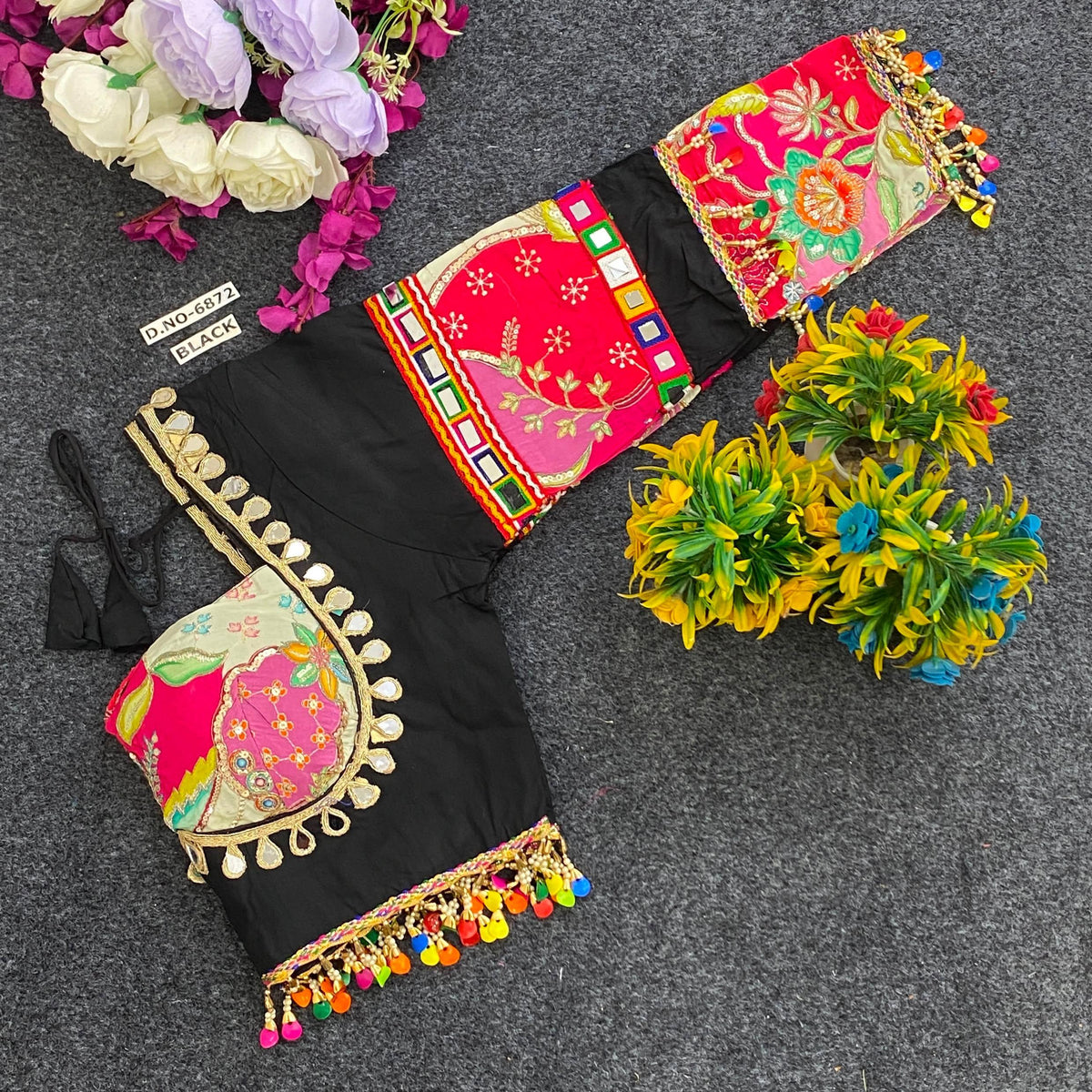 Navratri Masaba Pattern Full Sleeve Blouse - Des- 6872 – Orange – view 7