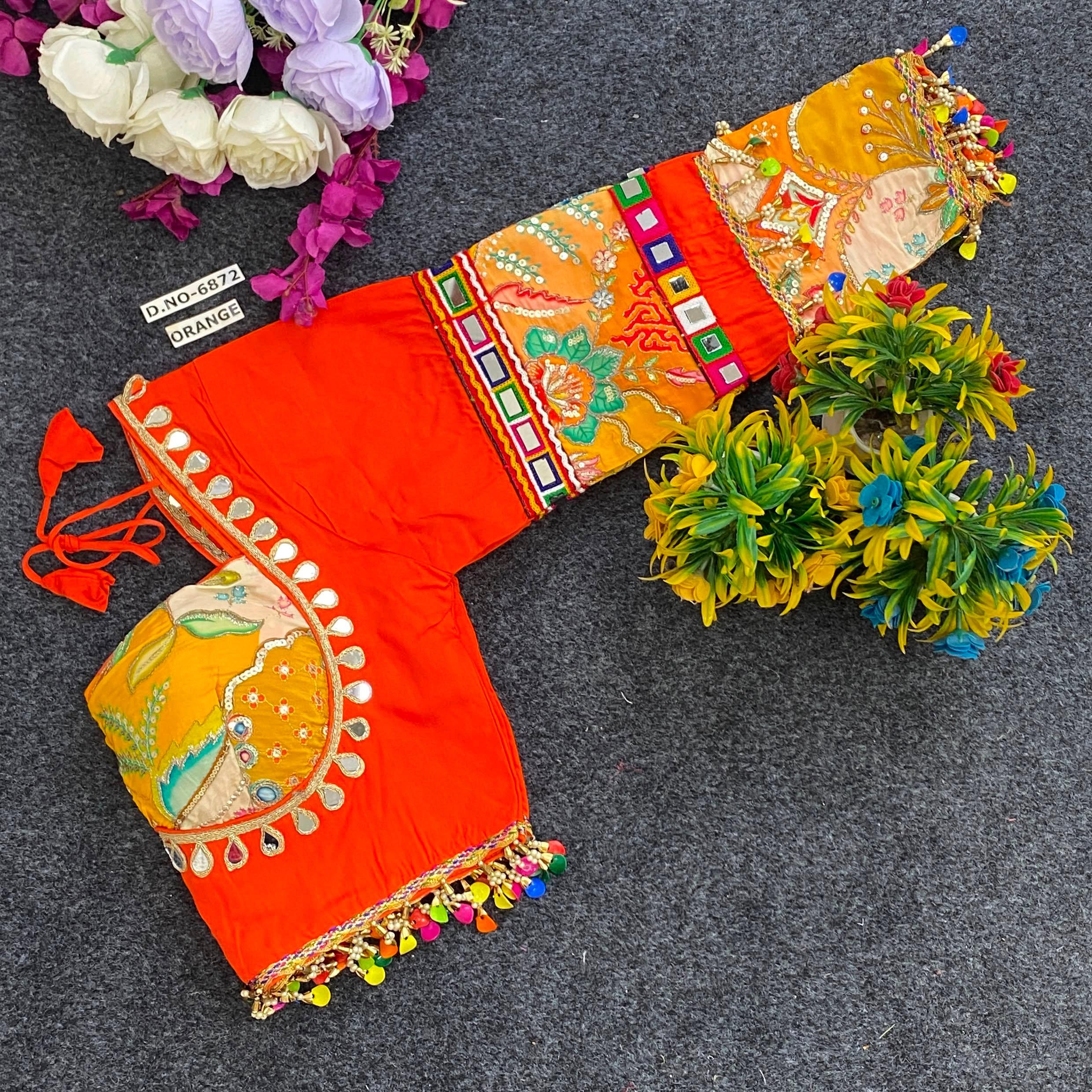 Navratri Masaba Pattern Full Sleeve Blouse - Des- 6872 – Royal Blue – view 8