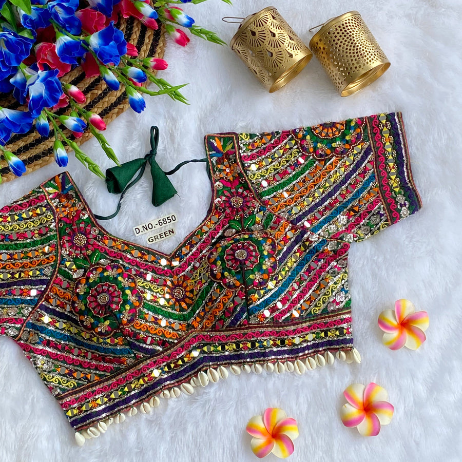 Navratri Designer Elbow Sleeve Blouse - Des- 6850