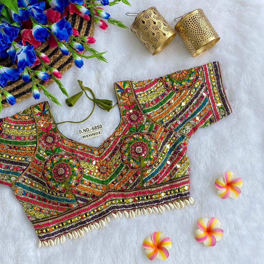 Navratri Designer Elbow Sleeve Blouse - Des- 6850