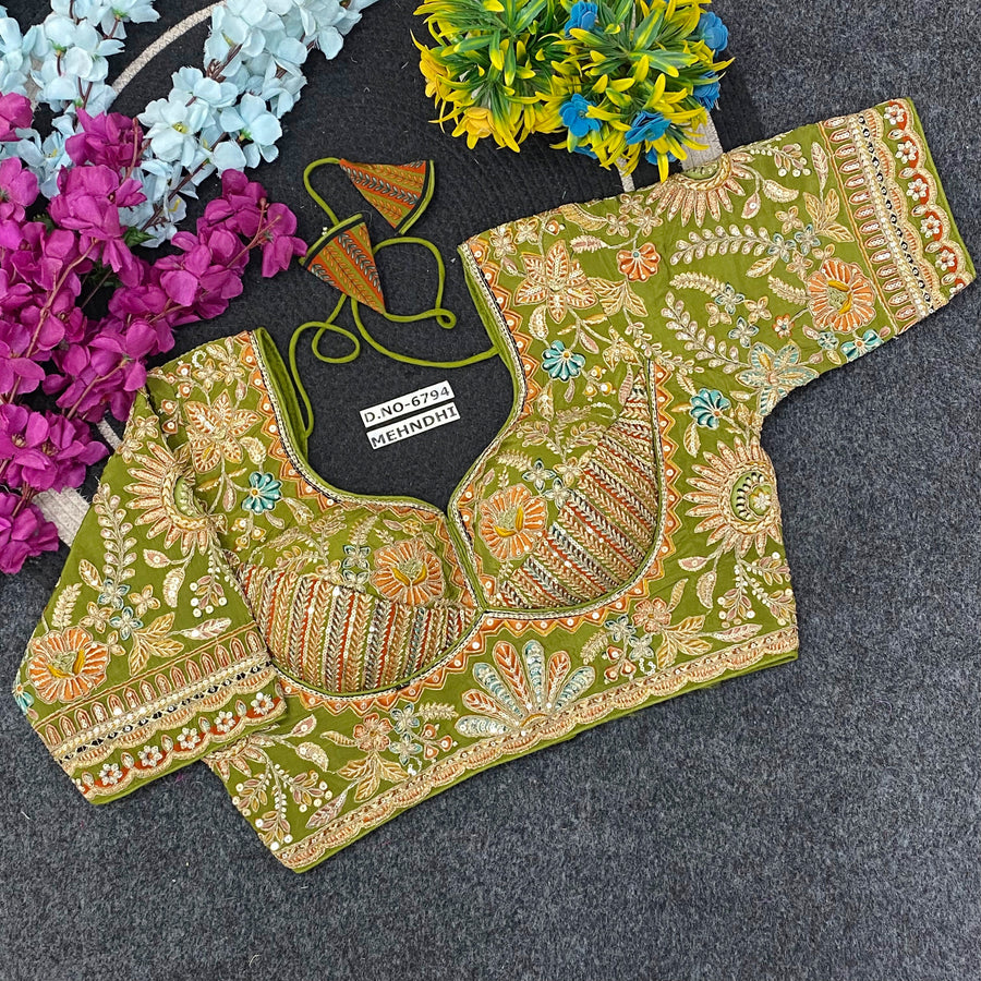 Sweetheart Neck Viscose Crepe Designer Blouse - Des- 6794