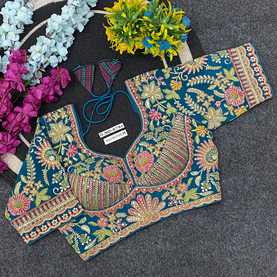Sweetheart Neck Viscose Crepe Designer Blouse - Des- 6794