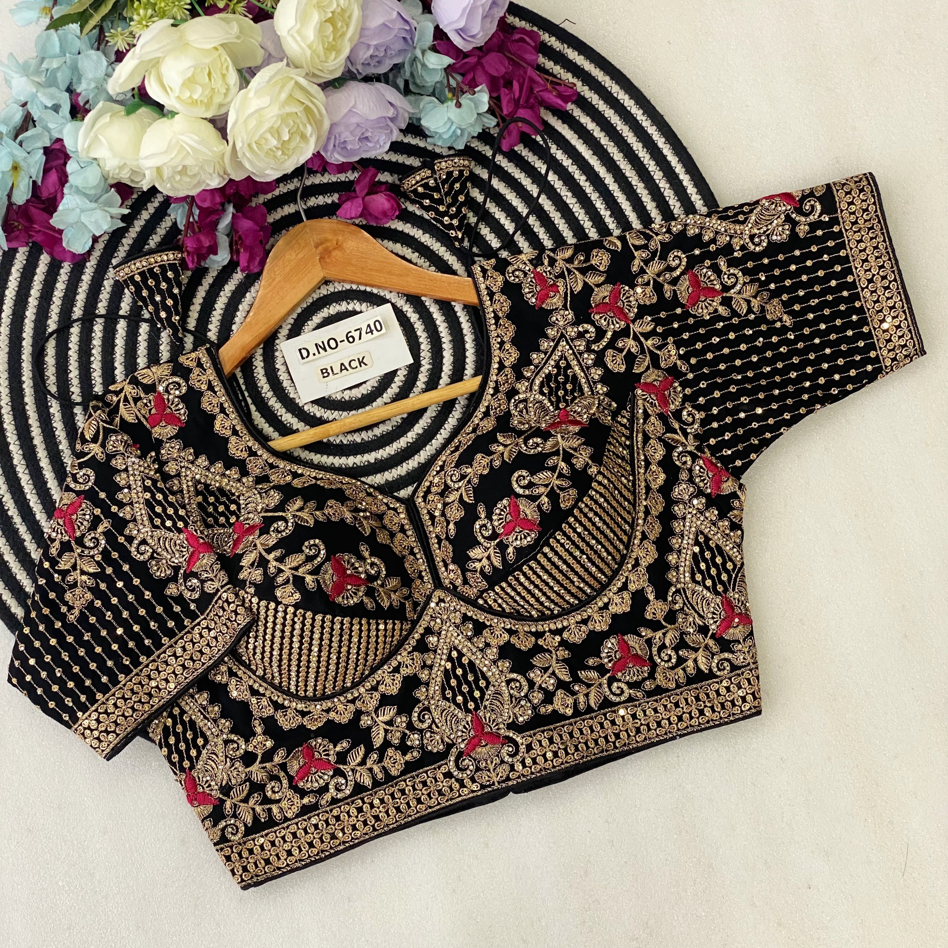 Diamond Work Fox Georgette Bridal Blouse - Des- 6740 – Rama – view 9