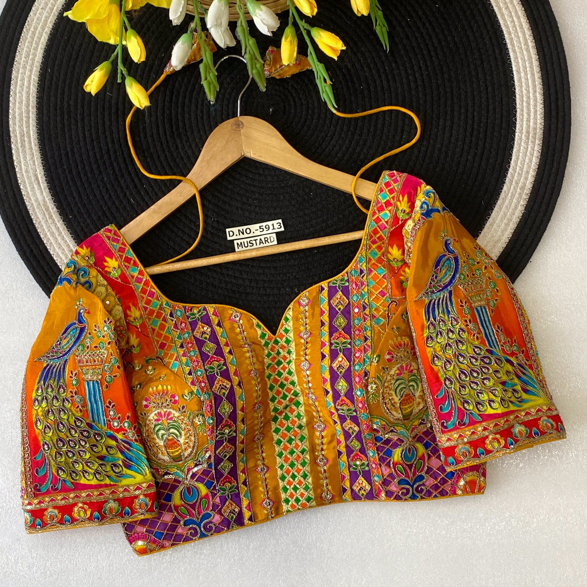 Navratri Viscose Position Print Blouse - Des- 5913 – Green – view 16