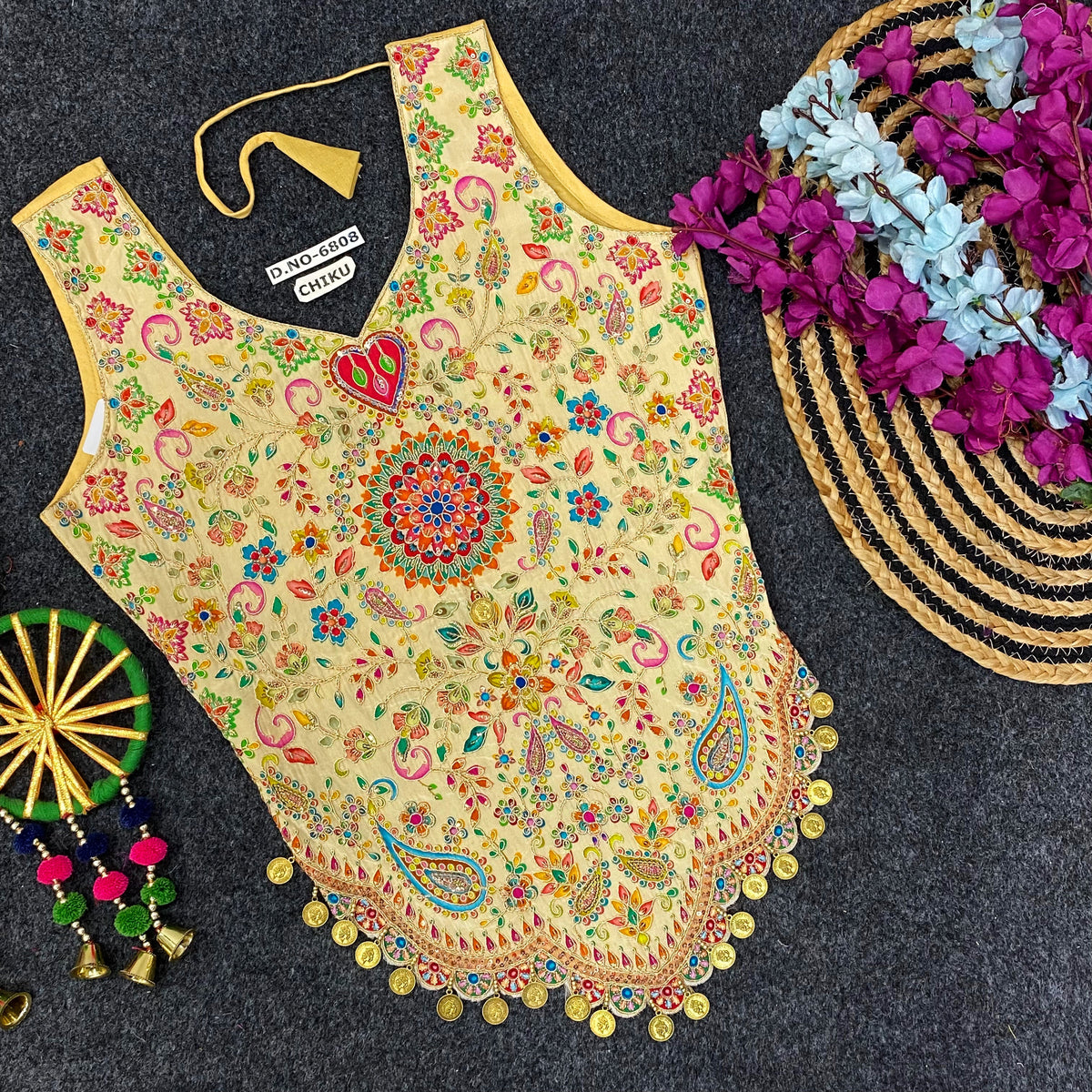 Navratri Kedia Position Print Coin Work Blouse - Des- 6808 – Rani – view 13
