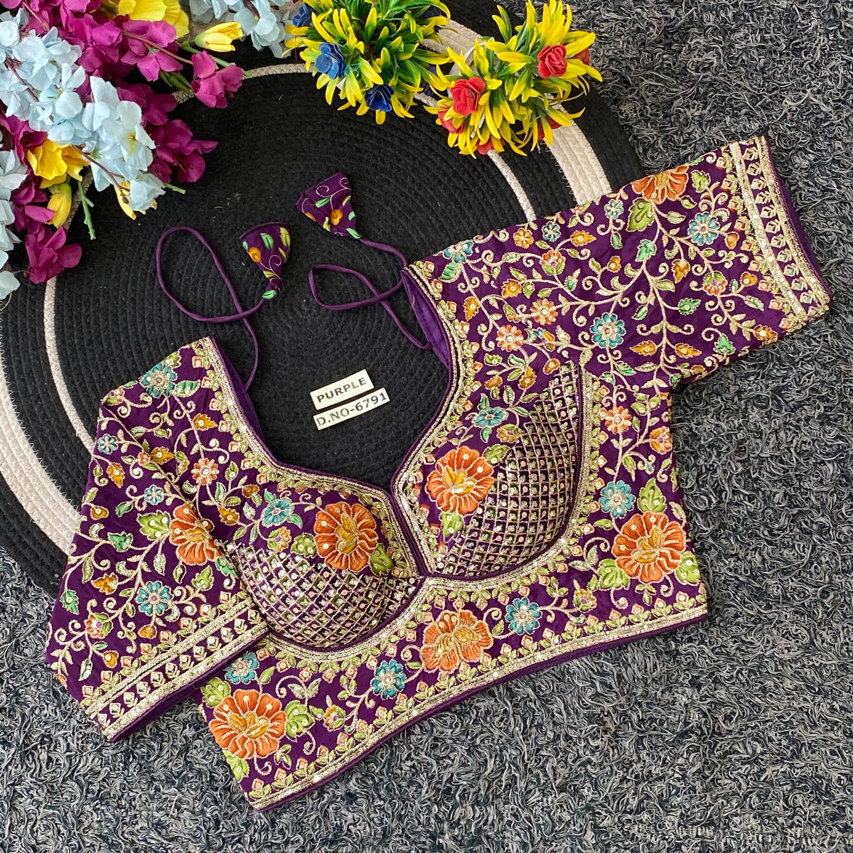 Viscose Crepe Sabyasachi Pattern Blouse - Des- 6791 – Rani – view 7