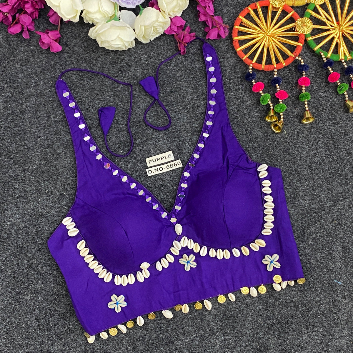 Navratri Stretchable Blouse - BL6860 – Royal Blue – view 7