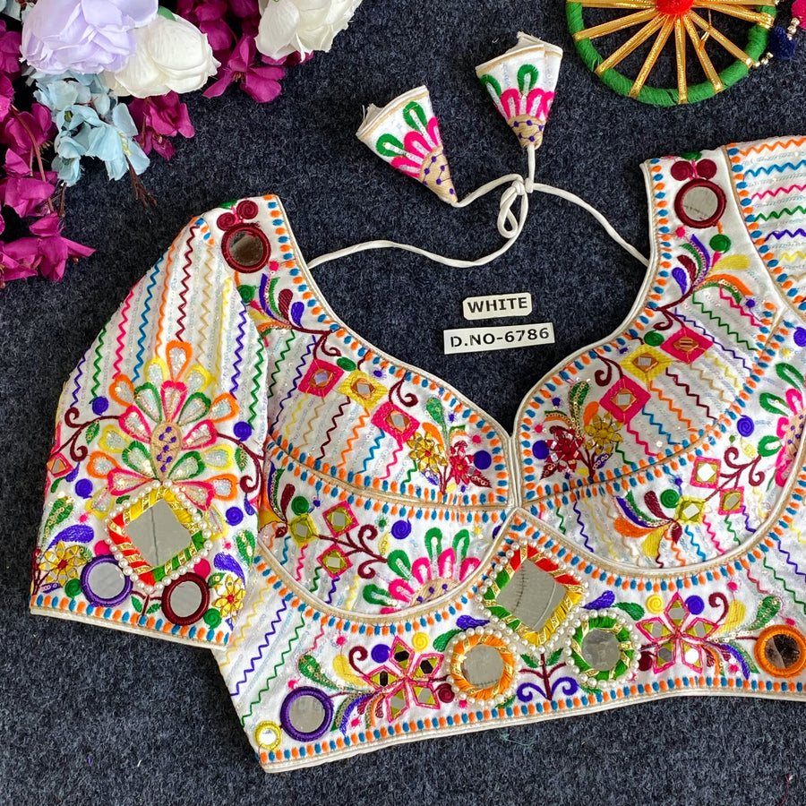 Navratri Mirror Work Italian Silk - Des- 6786