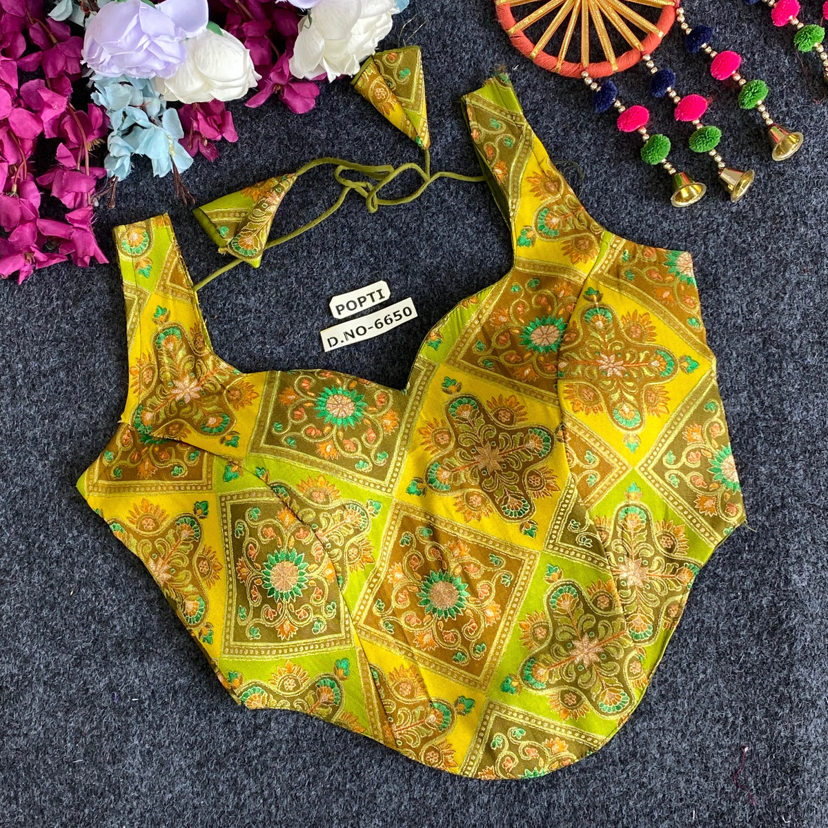 Corset Jacquard Silk Printed Blouse - Des- 6650 – Rani – view 1