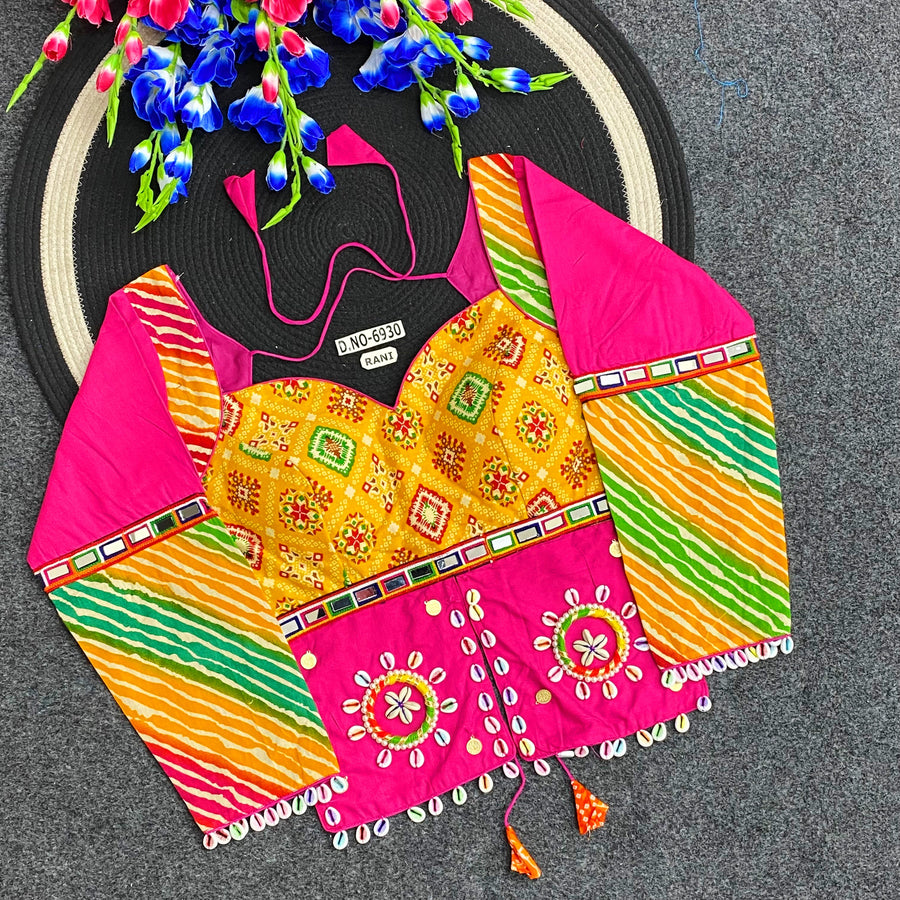 Navratri Bandhani Print Long Kediya Style Full Sleeve Blouse - Des- 6930