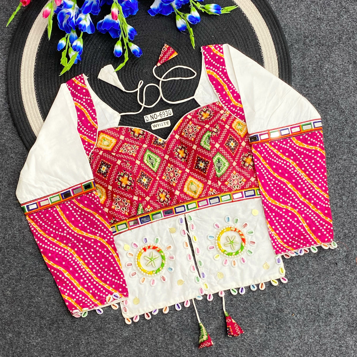 Navratri Bandhani Print Long Kediya Style Full Sleeve Blouse - Des- 6930