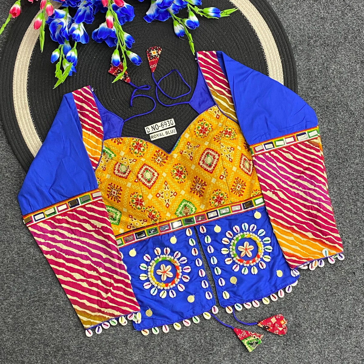 Navratri Bandhani Print Long Kediya Style Full Sleeve Blouse - Des- 6930