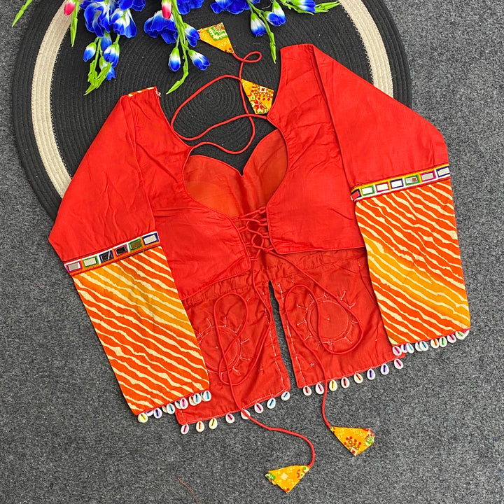 Navratri Bandhani Print Long Kediya Style Full Sleeve Blouse - Des- 6930