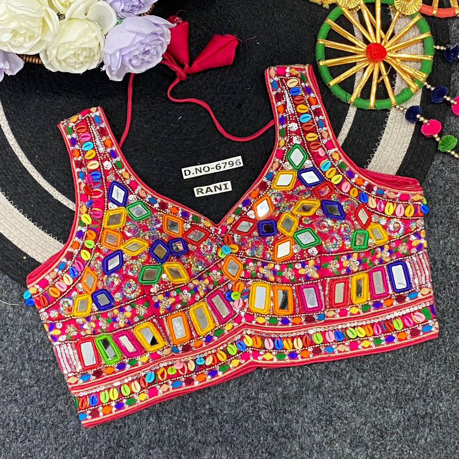 Premium Navratri Heavy Designer Mirror Work Blouse - Des- 6796