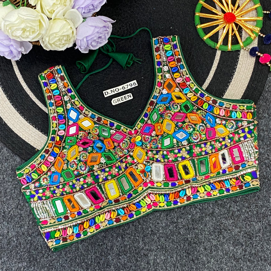 Premium Navratri Heavy Designer Mirror Work Blouse - Des- 6796