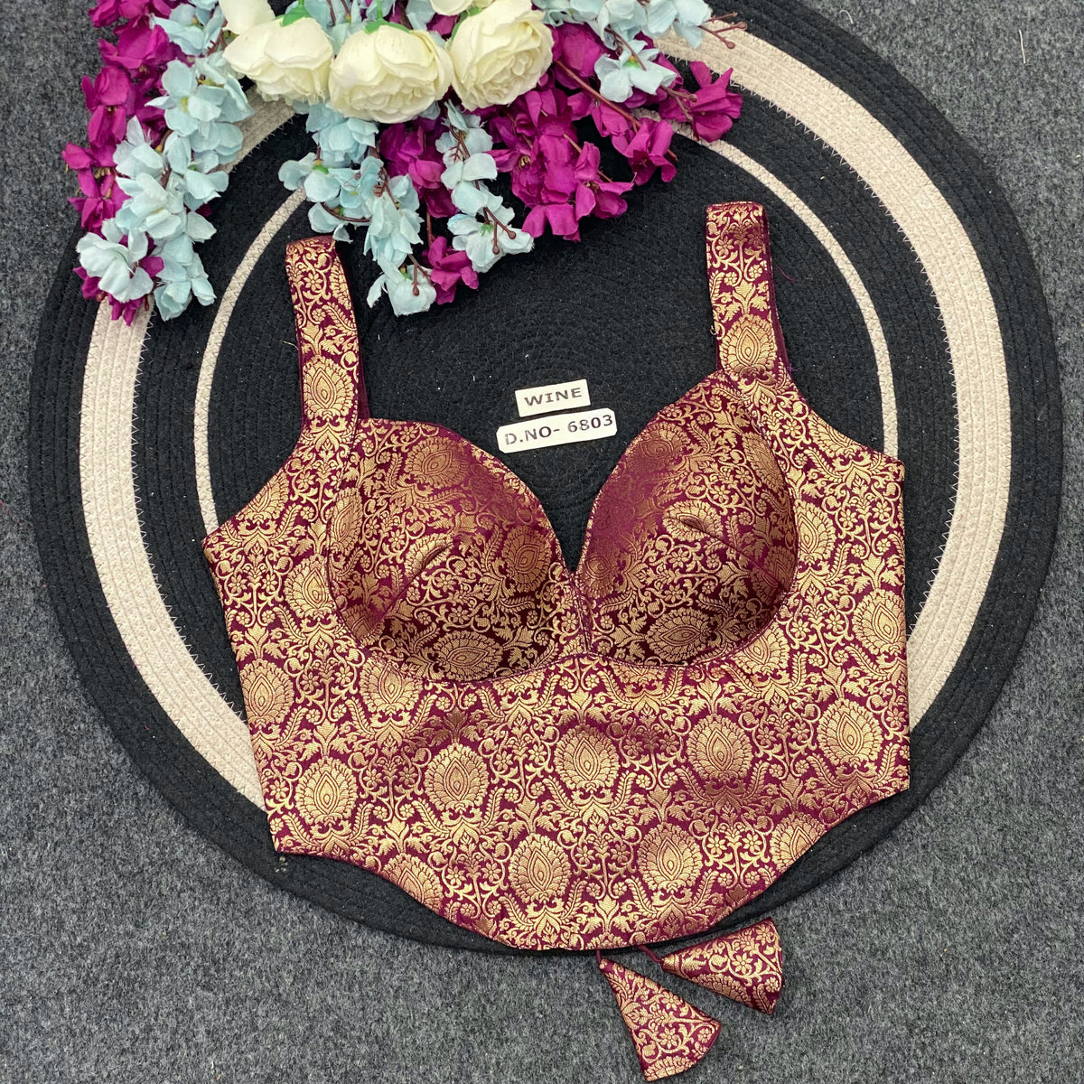 Banarasi Silk Corset Blouse – Adjustable Fit - Des- 6803