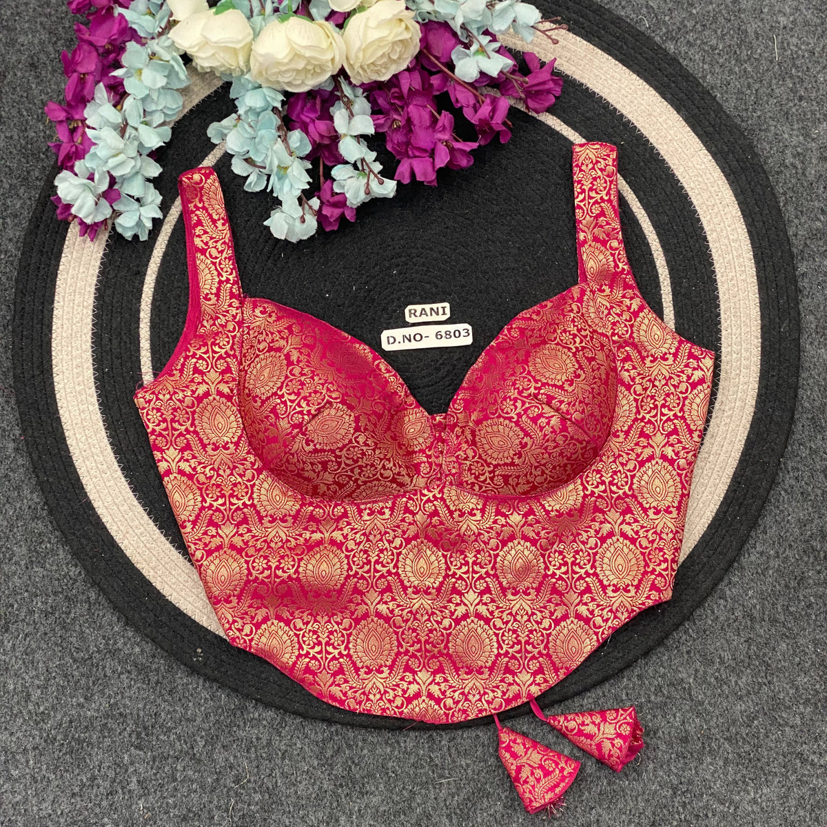 Banarasi Silk Corset Blouse – Adjustable Fit - Des- 6803