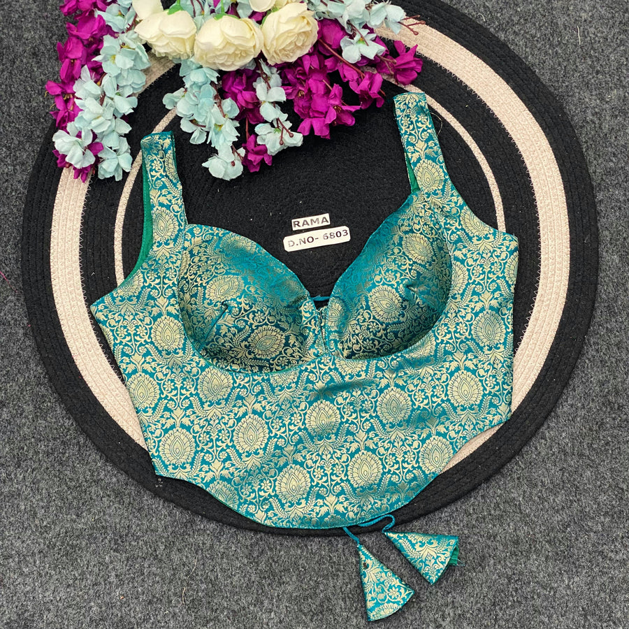 Banarasi Silk Corset Blouse – Adjustable Fit - Des- 6803