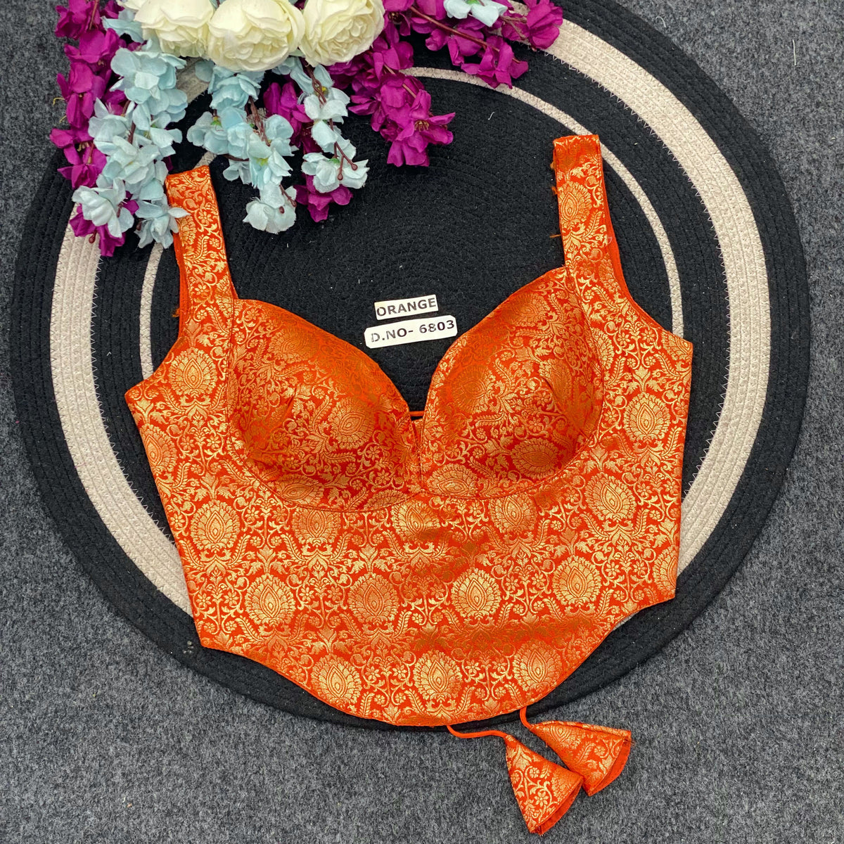 Banarasi Silk Corset Blouse – Adjustable Fit - Des- 6803