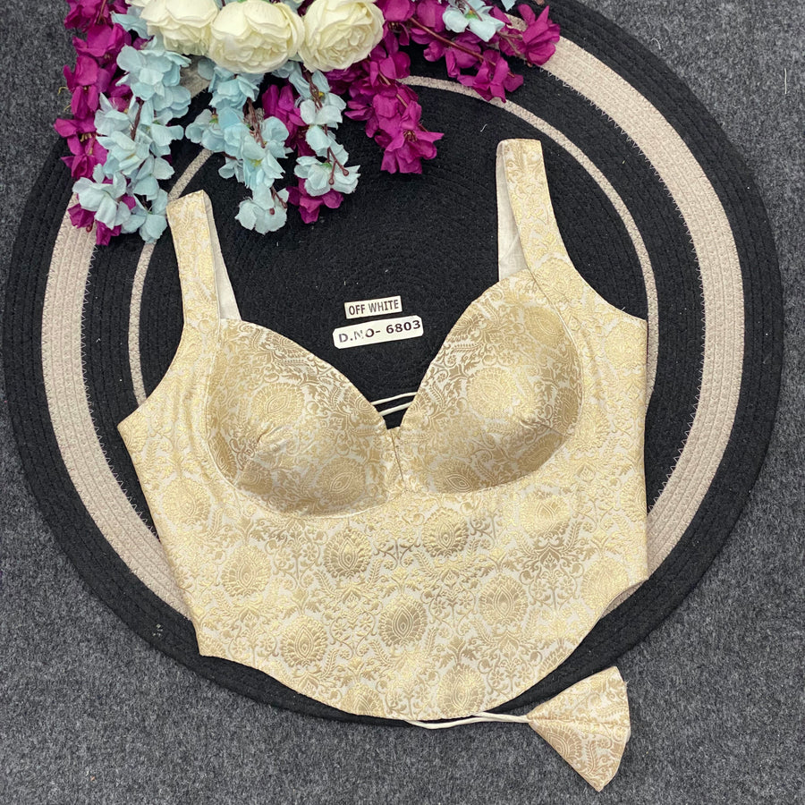 Banarasi Silk Corset Blouse – Adjustable Fit - Des- 6803