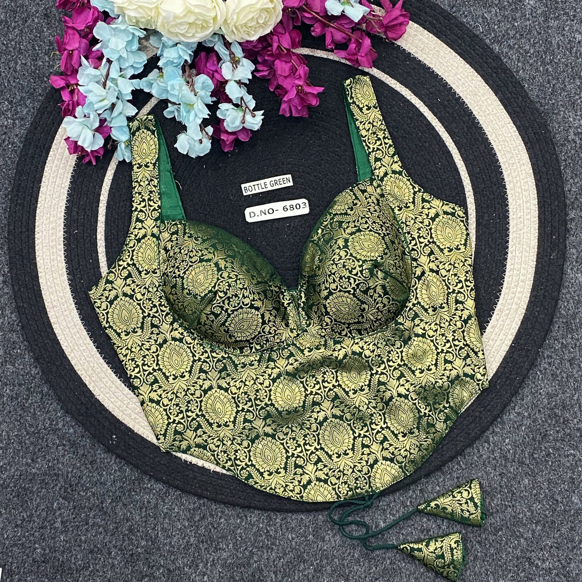 Banarasi Silk Corset Blouse – Adjustable Fit - Des- 6803
