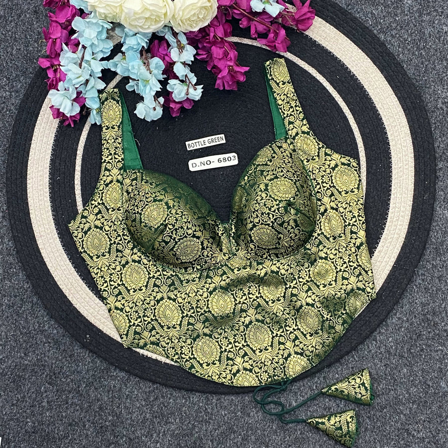 Banarasi Silk Corset Blouse – Adjustable Fit - Des- 6803