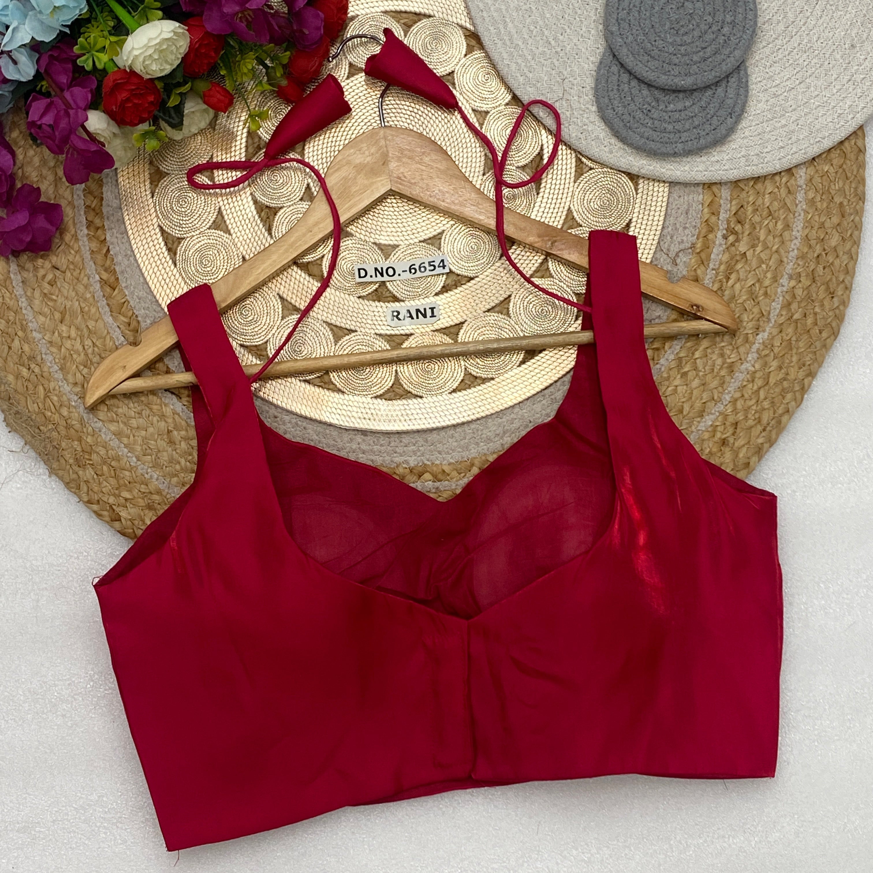 Premium Broad Strap Sleeveless Blouse - Seamless Finish Designer Wear - Des- 6654 – Brown – view 10