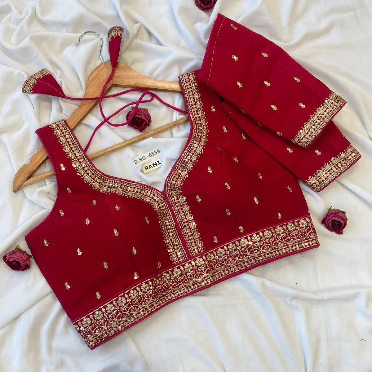 Fendy Silk Embroidered Blouse - Des- 6559 – Wine – view 1
