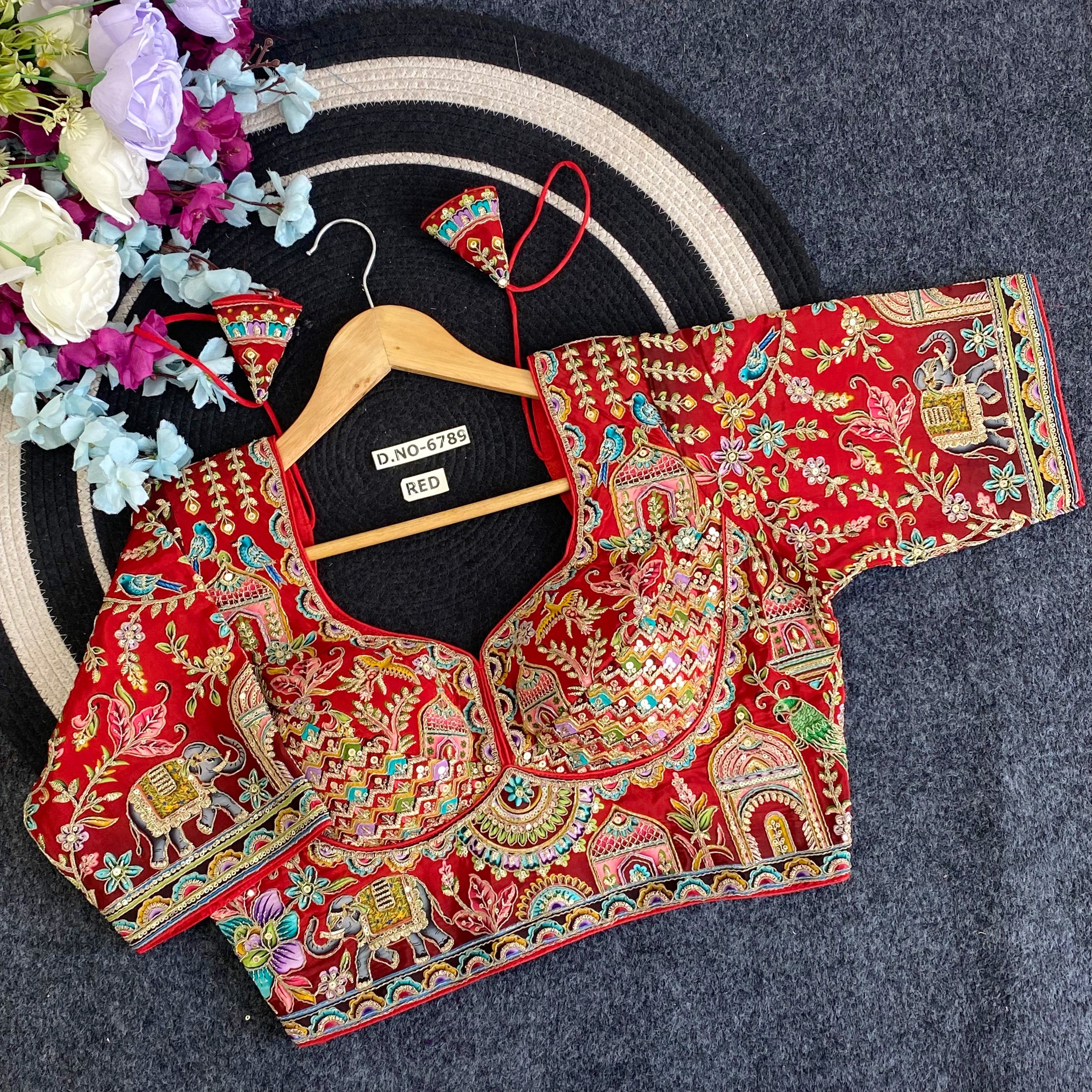 Navratri Viscose Crepe Position Print Blouse - Des- 6789 – Black – view 3